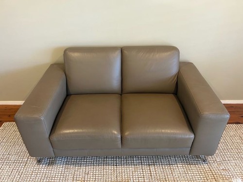 Brown genuine leather sofa - leather,